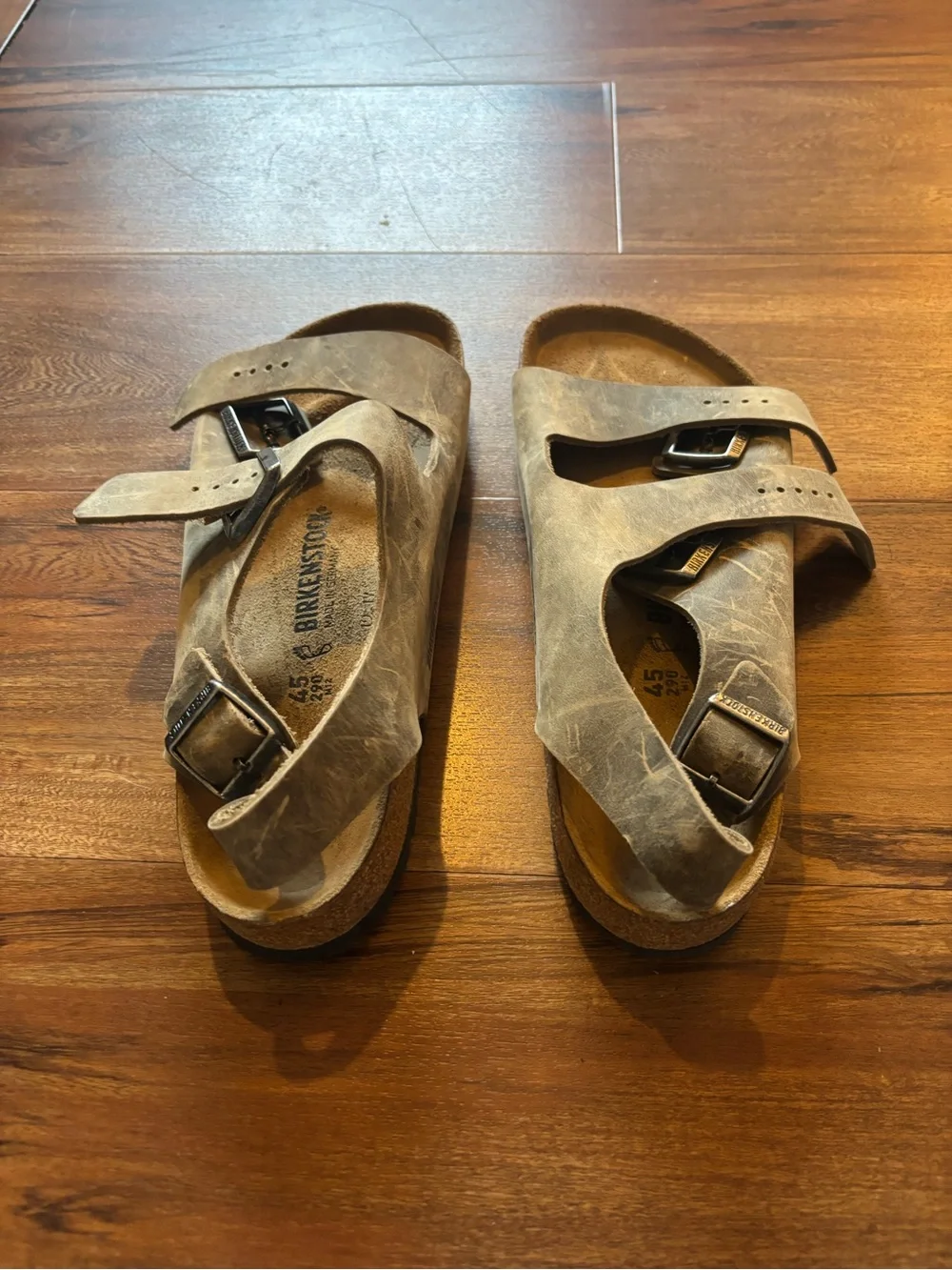 Birkenstock Men's Distressed Taupe Dual-Strap Sandals